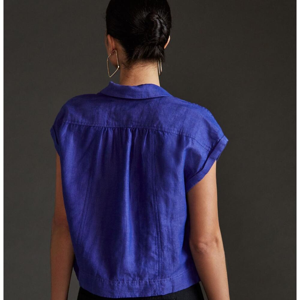 Anthropologie Blue Cropped Utility Pullover - Picture 9 of 9
